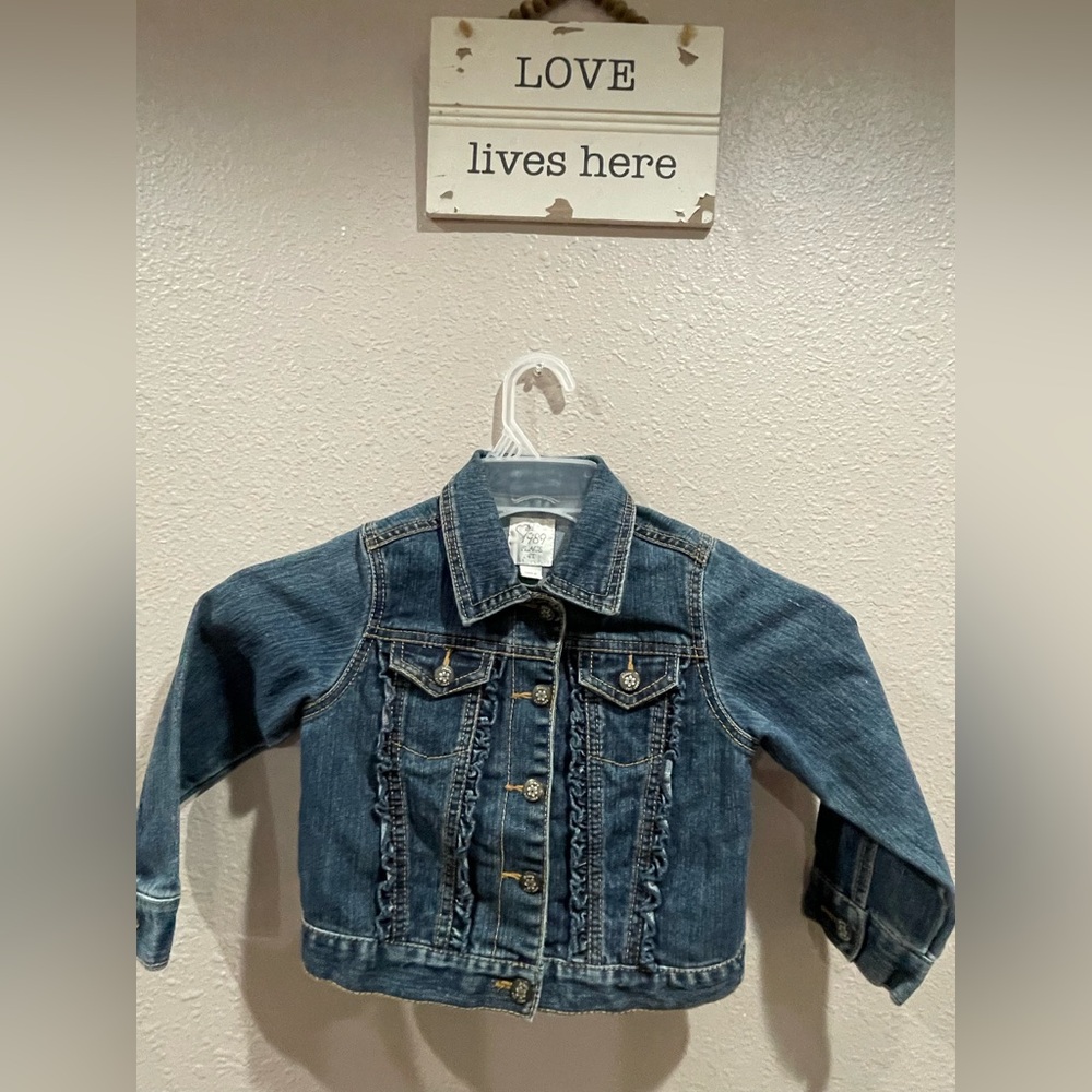 Place Girls' Ruffle-Trim Denim Jacket - Medium Blue